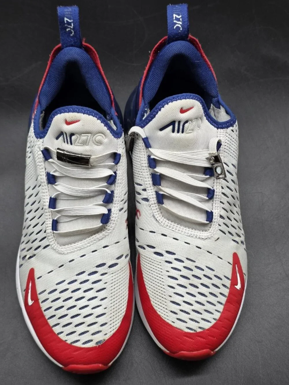 Nike Air Max 270 Shoes Youth 5Y White Red Running Sneakers CW5855-100 Stains